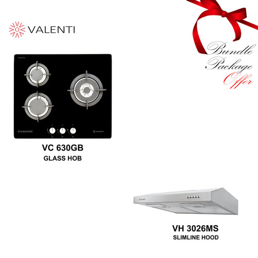 Cocco VC 630GB 60cm glass hob with VH 3026MS cooker hood matched designer package — Arimokko Singapore