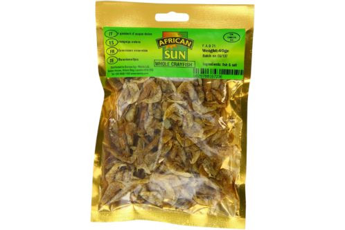 Crayfish adds rich umami flavour to African soups and stews. It is widely used in Nigerian and Ghanaian cooking.

Order dried crayfish online in the UK today.
WHOLE CRAYFISH – Premium Quality for Authentic African Flavors
Bring the rich, smoky taste of traditional African cuisine right into your kitchen with our premium WHOLE CRAYFISH. Naturally sun-dried and packed with flavor, these whole crayfish are a must-have ingredient for classic dishes like Egusi soup, Ogbono, Okra, and more. Whether you're preparing a family meal or creating a dish that reminds you of home, our whole crayfish adds that deep umami flavor that elevates every bite.

Craving ingredients from home and searching for African food shops near me or an African store near me? Look no further. Our WHOLE CRAYFISH is sourced with care and stocked in trusted African food shop near me locations and reputable African food store near me outlets. You can also find us at your favorite African food market near me, making it easy to get what you need when you need it.

Carefully selected and hygienically packaged, these crayfish are free from additives and preservatives—just pure, delicious flavor. They’re great for stews, sauces, rice dishes, and soups, providing a traditional taste that’s hard to beat.

No matter where you are, when you search for an African food shop near me, make sure you’re picking quality and authenticity. Choose our WHOLE CRAYFISH to add depth and traditional flavor to your meals.

Taste the essence of African cooking—straight from the best African food market near me to your table.