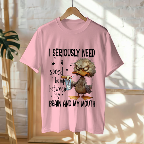 Funny “Speed Bump Between Brain & Mouth” T-Shirt – Sarcastic Humor Graphic Tee, Unisex Casual Top
