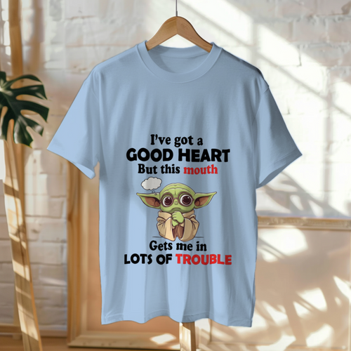 Funny “Good Heart — But This Mouth Gets Me in Trouble” T-Shirt | Cute Humour Tee | Unisex Casual Graphic Shirt