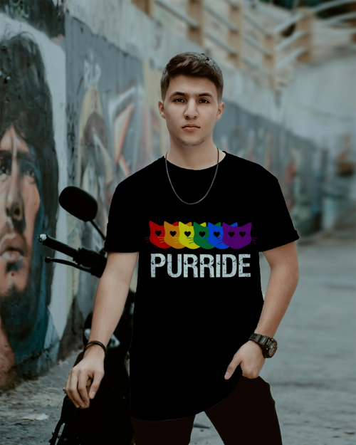 PURRIDE Rainbow Cat T-Shirt – Funny Graphic Unisex Pride Tee | Everythingx.com