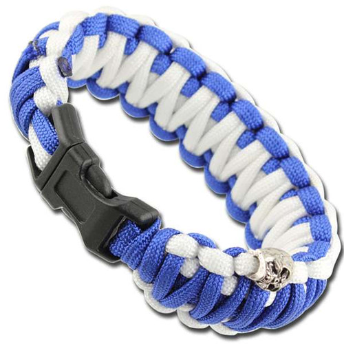 Skullz Survival Military Paracord Bracelet-Blue & White