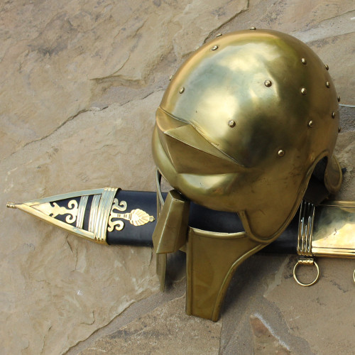 Roman Gladiator Arena Brass Spike Helmet