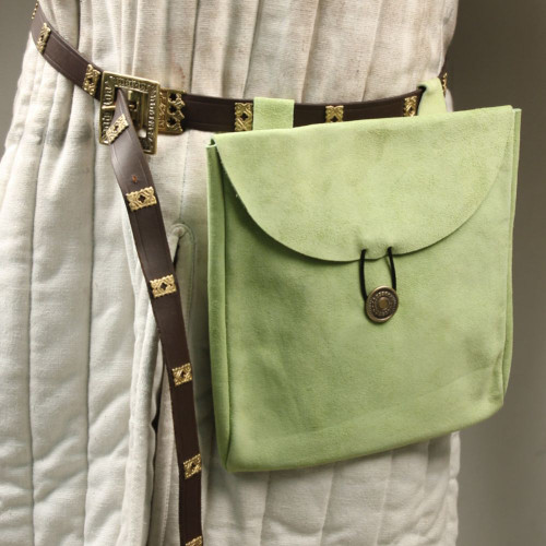 Green Jesters Suede Leather Pouch