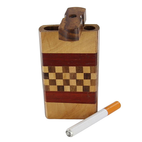 Wooden Cigarette Check Mate Tobacco Case Dugout