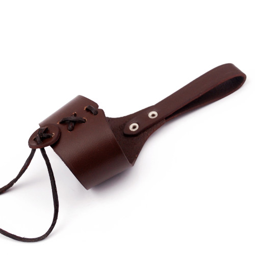 Handcrafted Drinking Horn Frog Holster Holder Accessory | Medium / Brown |