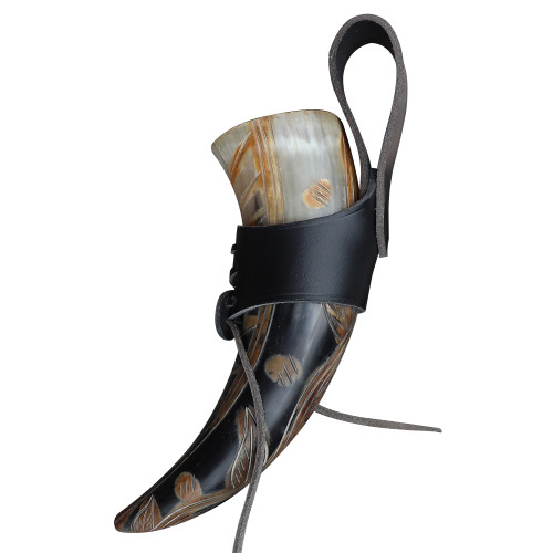 Sacred Tree of Life Drinking Horn with Holster
