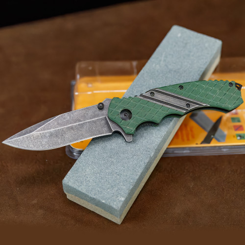 Jackals Rage Drop Point Spring Assist Knife with FREE Sharpening Stone