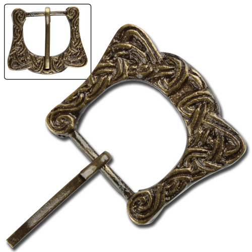 Medieval Brass Viking Belt Buckle – Hand-Forged Ornate Design