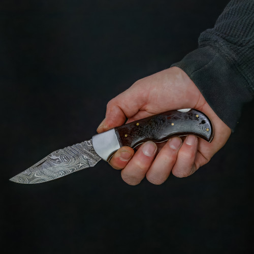 Hunt For Life™ Marshals Law Damascus Slipjoint Pocket Knife