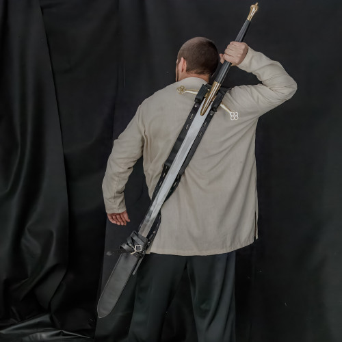 Cheshire Knight’s Authentic Leather Baldric – Black Premium Sword Holder