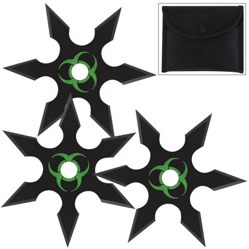 Infected Genocide 6 Point Throwing Star 3 Piece Set Black