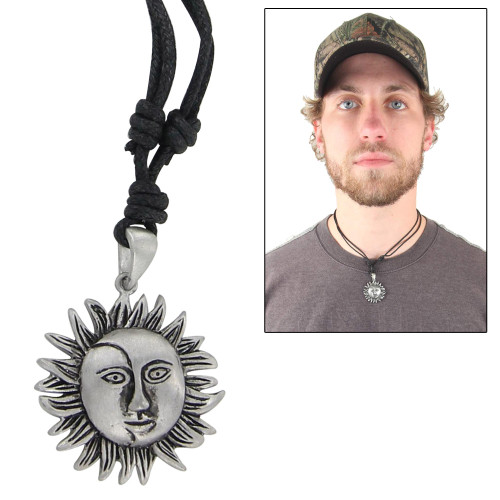 Sun & Moon Prosperity Pewter Pendant