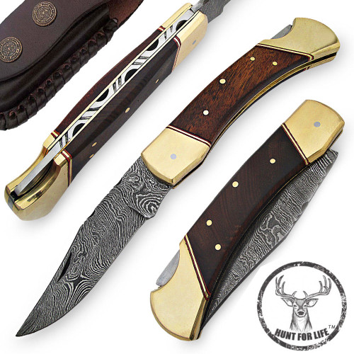 Lockback Hunt For Life Alpine Zone Damascus Knife