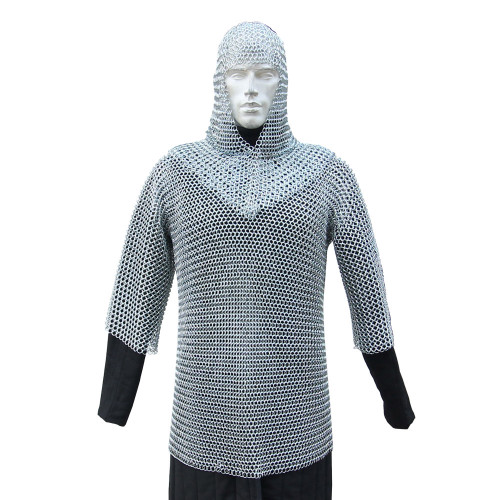 Functional 16g Chainmail Armor with Coif – Medium Size