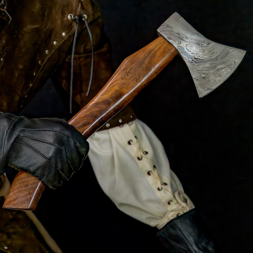 Guiscard Hand Forged Bearded Damascus Outdoor Steel Axe