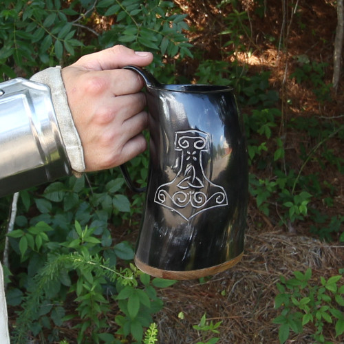 Drinking Horn Tankard With  Mjolnir Desgin