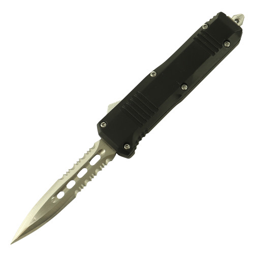 Straight from Hell Mini Automatic Out the Front Knife | Spear Point Steel Blade w/ Serration & Zinc Handle | FREE Nylon Sheath