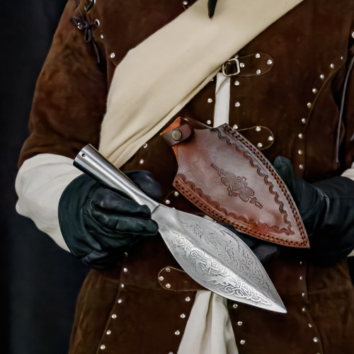 Norse Viking Leaf Long Spear Head High Carbon Steel