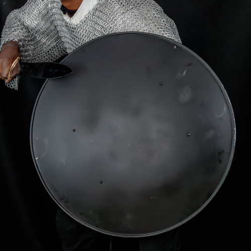Medieval Functional Steel Blank Black Domed Shield