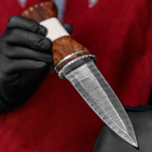 Tribal Totem Damascus Spear Point Fixed Blade Knife