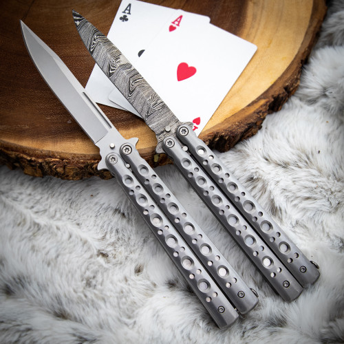 Shooting Cans Balisong Butterfly Knife – Clip Point Blade with Vented Aluminum Handle