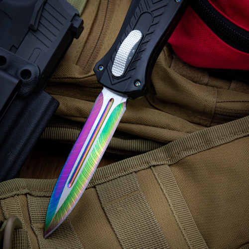 Prismatic Siege Automatic OTF Knife | Multicolor Titanium Finish