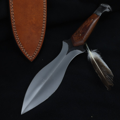 Dusk Rites Ceremonial Railroad Spike Knife | Wood Handle Full Tang Double Edged Functional Sharpened Hand Upcycled Forged Dagger