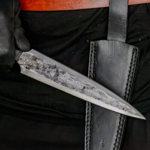 Toppling Stream Hand-Forged Medieval Dagger with Leather-Wrapped Handle