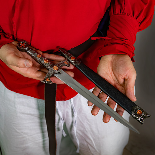 Solemn Mission Medieval Arming Dagger Knightly Costume Cosplay Historical Reenactment Knife w/ Hard Scabbard