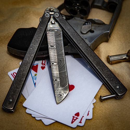 Butterfly Coal Miner Steel Knife | Damascus Steel Blade | Tanto Point