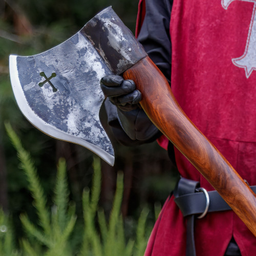 Marked with the Cross Hand Forged Outdoor Camping Functional Costume Crusader Axe