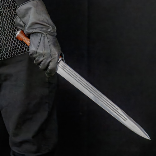 Covert Detail EN45 Steel Hand Carved Indian Sheesham Wood Handle Scottish Dirk w/ Scabbard