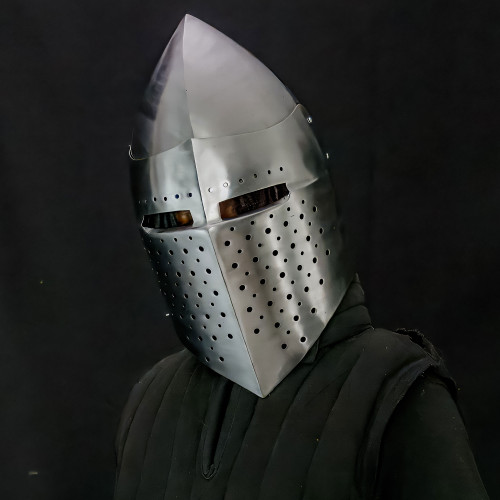 Medieval Barbuta Helmet Close Faced | Historical Reenactment Medieval Knight's Helmet with Visor