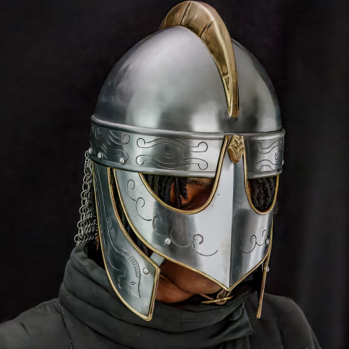 Medieval Barbuta Helmet Knight's Armor | Mild Steel Visored Helmet with Real Leather Inliner & Brass Buckle
