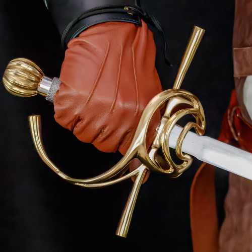 Elegant Brass Hilted Swept Rapier with Polished EN45 Steel Blade