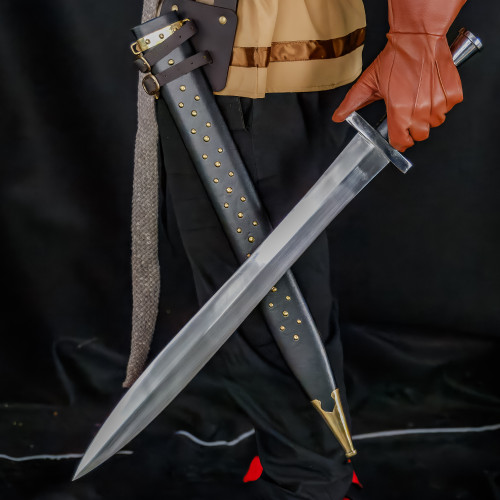 Classic Greek Hoplite Sword with Polished Nickel-Plated Hilt