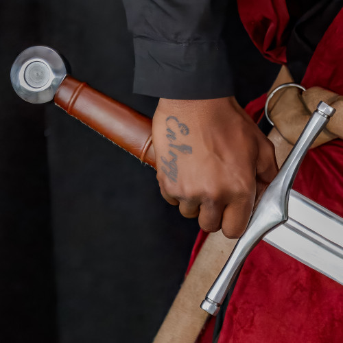 Two Handed Norman Sword 10th Century with Tempered EN45 Steel Blade and Leather-Wrapped Grip