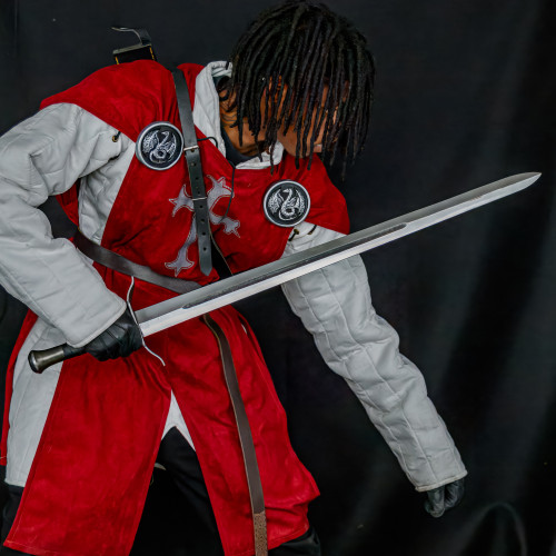 High Carbon Spring Steel Sword – Double-Edged Blade with Full Tang and Premium Leather Sheath