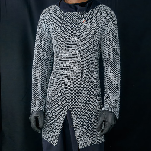 Medieval Full Sleeved Habergeon Chainmail - Medium, Large and Extra Large | Zinc Butted Chainmail Shirt | Chest and Shoulder Protection