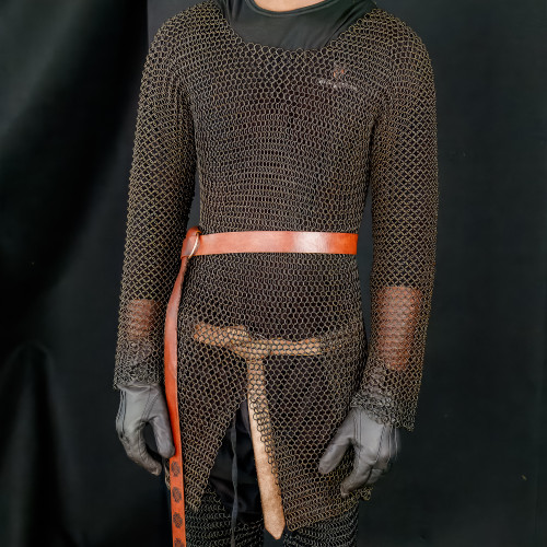 Full Body Knight's Chainmail Armor - Medium, Large and Extra Large | Black Chainmail Armor with Full Sleeves | Mild Steel Construction