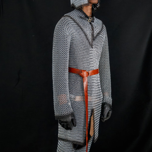 Medieval Knight's Chainmail Armor Shirt Full Sleeved - Medium, Large and Extra Large | Mild Steel Construction with Black and Silver Colored Rings