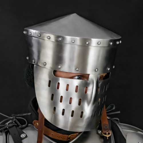 Medieval Kalota Helmet with Leather Liner & Brass Buckle