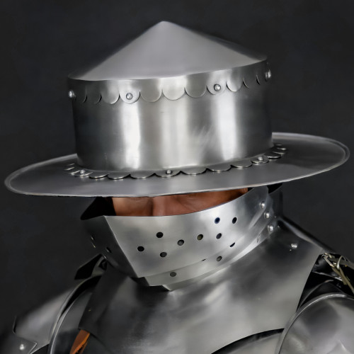 Medieval Kettle Hat – Leather Liner & Brass Buckle