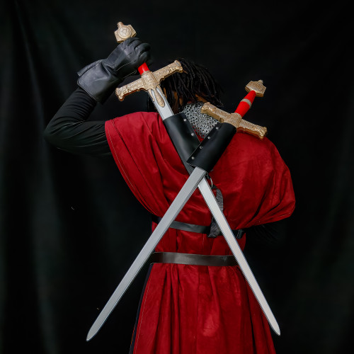 Foam LARP King Solomon Sword of Judgement with Universal Double Sword Back Strap Sheath