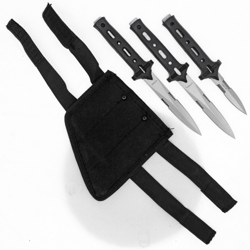 Modern Ninja Trinity Boot Knife Set – 3-Piece Full Tang Throwers with Rubber Grip & Sheath