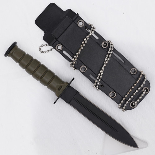 Tactical Combat Boot Knife with Neck Sheath – OD Green Handle