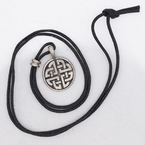 Celtic Knot Pendant Necklace with Black Cord – Medieval Style Jewelry