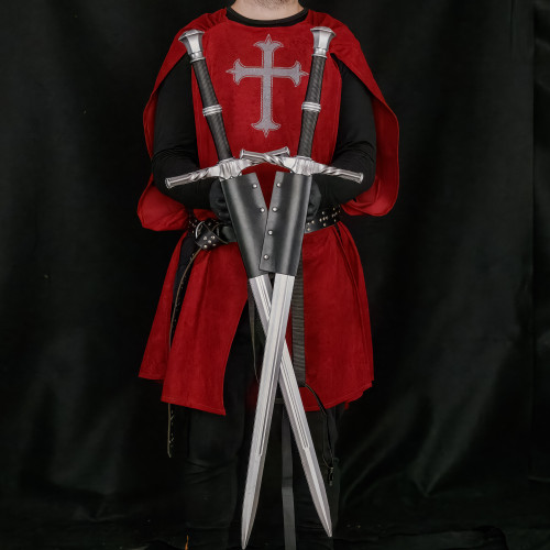 Dual Medieval Foam Practice Swords with Double Back Strap Sheath – Training & Cosplay Kit