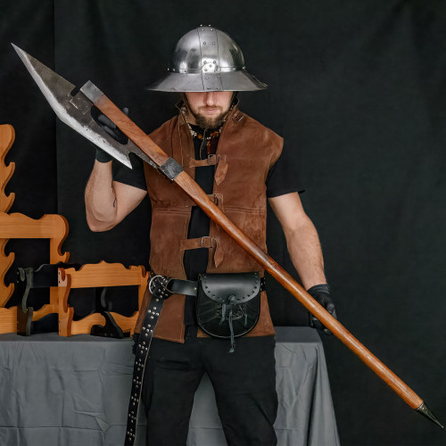 Medieval Battle Axe Polearm – Forged Steel Replica Weapon